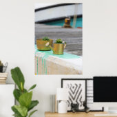 Rustikale goldene Pots Türkis Running Paint Poster (Heimbüro)