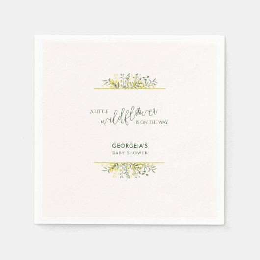 Rustikale goldene Rahmen-Wildblumen-Baby-Shower Serviette (Vorderseite)