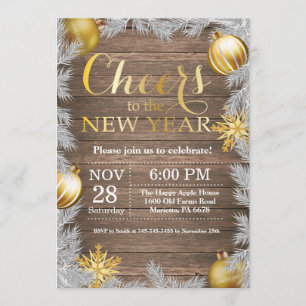 Rustikale Goldene Silvesterparty-Einladung Einladung