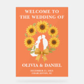 Rustikale Goldene Sonnenblume Hochzeit im Herbst W Acrylschild (Vorderseite)