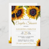 Rustikale goldene Sonnenblumen Elegantes Paar Dusc Einladung (Vorne/Hinten)