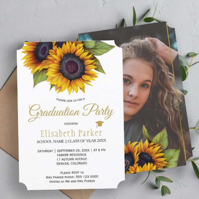 Rustikale goldene Sonnenblumen FOTO Sommer Abschlu Einladung