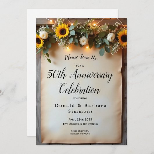 Rustikale Goldene Stunde Ansammlungen Einladung (Vorne/Hinten)