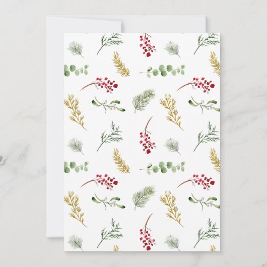 Rustikale Goldene Winter Grüne Feier Einladung (Rückseite)