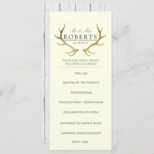 Rustikale Goldfeinde | Elegante Wedding Rackcard Programm (Vorne/Hinten)