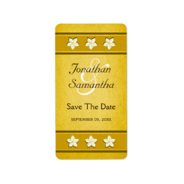 Rustikale Goldflorale Save the Date Weinmarken Adressaufkleber