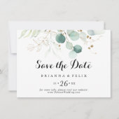 Rustikale Goldflorenkalligraphie Horizontal Weddin Save The Date (Vorderseite)