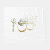 Rustikale Goldfolie B Monogramm Grüne Eukalyptus Fleecedecke (Vorderseite (Horizontal))