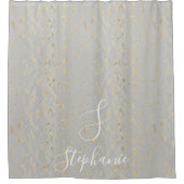 Rustikale Goldfolien-Muster graue Monogramm-Initia Duschvorhang (Vorderseite)