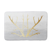 Rustikale Goldgeweihe auf weißem u. Grau Badematte (Vorderseite)