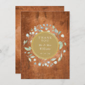Rustikale Goldhochzeit in der Garland-Foliage Dankeskarte (Vorne/Hinten)