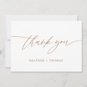 Rustikale Goldkalligrafie Hochzeit Danke Karte (Vorderseite)