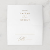 Rustikale Goldkalligrafie-Hochzeitsstimmung - Tisc Platzkarte (Außenseite Aufgefaltet)