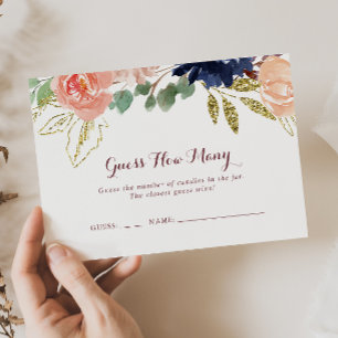 Rustikale Goldkalligraphie schätzt wie viele Spiel Visitenkarte