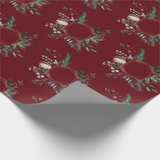 Rustikale Goldrahmen Berry Pinecone Weinroute Mend Geschenkpapier (Ecke)