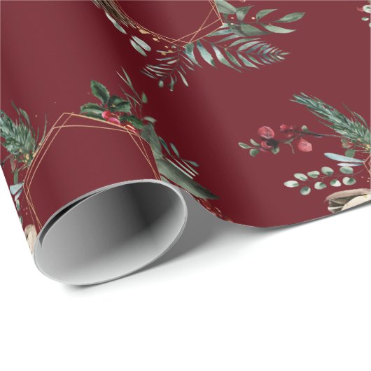 Rustikale Goldrahmen Berry Pinecone Weinroute Mend Geschenkpapier (Rolleneckpunkt)