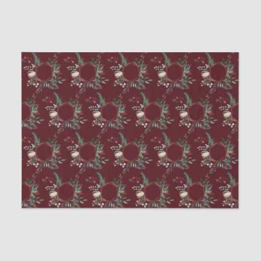 Rustikale Goldrahmen Berry Pinecone Weinroute Mend Seidenpapier (Vorderseite)