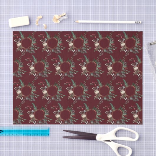 Rustikale Goldrahmen Berry Pinecone Weinroute Mend Seidenpapier (Handwerk)