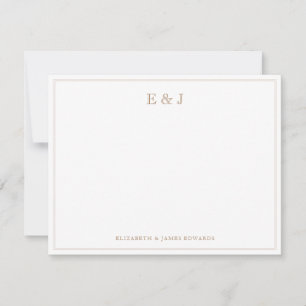 Rustikale Goldrand Elegante Vintage Paar-Monogramm Mitteilungskarte