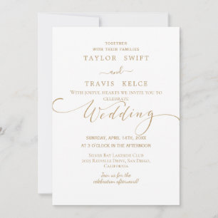 Rustikale Goldschrift-Hochzeitseinladung Einladung