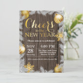 Rustikale Goldsylvesterabend-Party Einladung (Stehend Vorderseite)