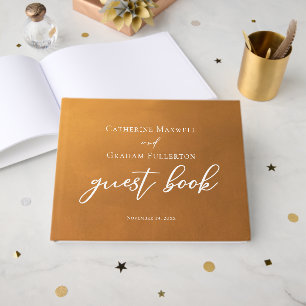 Rustikale Goldtypografie Erde Tone Hochzeit im Her Gästebuch