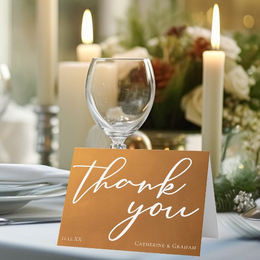 Rustikale Goldtypografie Herbsthochzeit Dankeskarte