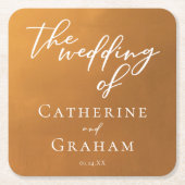 Rustikale Goldtypografie, maßgeschneiderte Hochzei Rechteckiger Pappuntersetzer (Vorderseite)