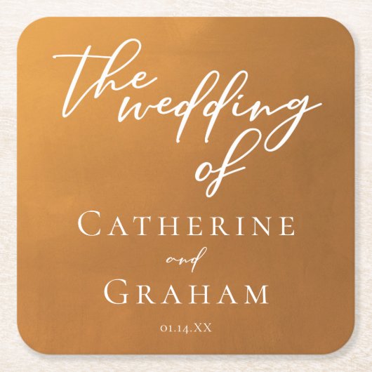 Rustikale Goldtypografie, maßgeschneiderte Hochzei Rechteckiger Pappuntersetzer (Vorderseite)