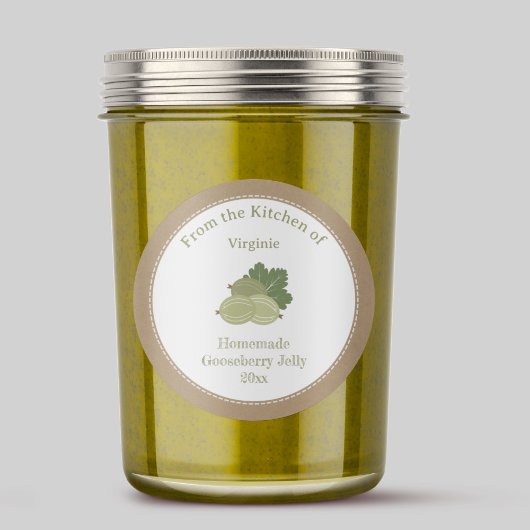 Rustikale Gooseberry-Jelly-Etikettenaufkleber Runder Aufkleber