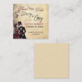 Rustikale Gothic Skelettheirat Quadratische Visitenkarte (Vorne/Hinten)