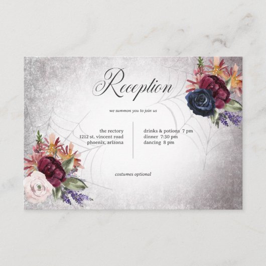 Rustikale gotische Farben Halloween Hochzeitsempfa Begleitkarte (Vorderseite)