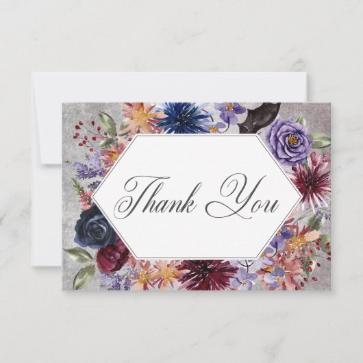 Rustikale gotische Hochzeit Dankeskarte (Vorderseite)