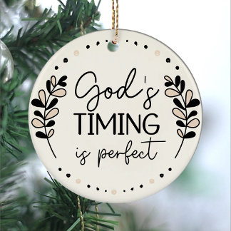 Rustikale Gottes Timing ist perfekt beige schwarze Keramik Ornament