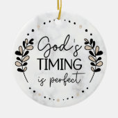 Rustikale Gottes Timing ist perfekt beige schwarze Keramik Ornament (Vorne)