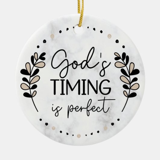 Rustikale Gottes Timing ist perfekt beige schwarze Keramik Ornament (Vorne)