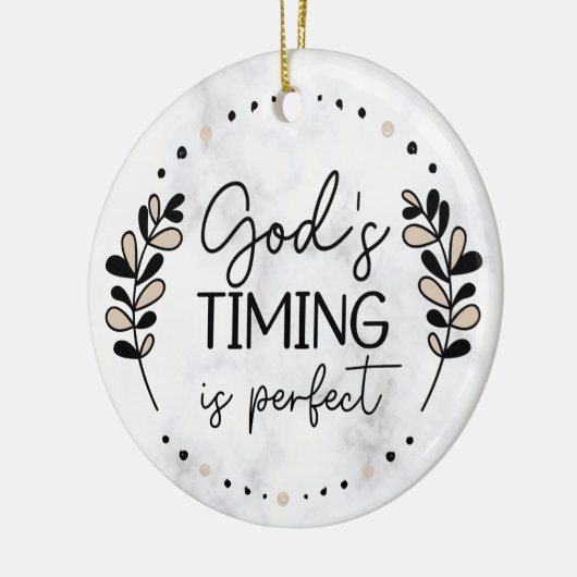 Rustikale Gottes Timing ist perfekt beige schwarze Keramik Ornament (Links)