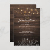 Rustikale Graduation Party 2024 String Lights Einladung (Vorne/Hinten)