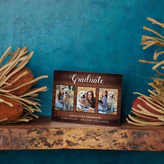 Rustikale Graduierung Personalisierte FotoCollage Fotoplatte (Seite)