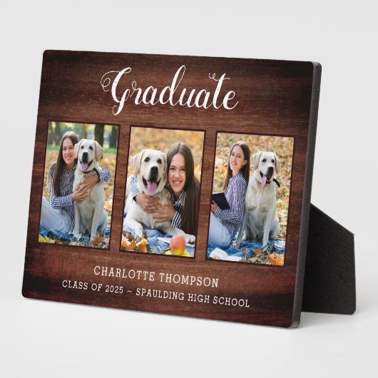 Rustikale Graduierung Personalisierte FotoCollage Fotoplatte (Seite)