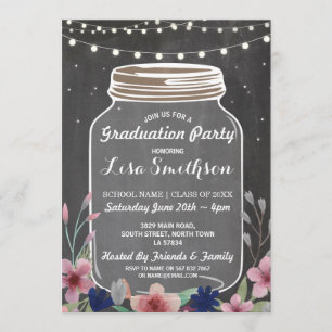 Rustikale Graduierungsparty Jar Chalk Blume laden  Einladung