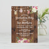 Rustikale Graduierungsparty Jars Wood Blume laden  Einladung (Stehend Vorderseite)
