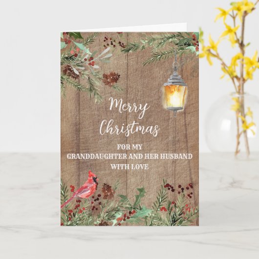Rustikale Grandtochter und ihr Ehemänner Weihnacht Karte (Gelbe Blume)