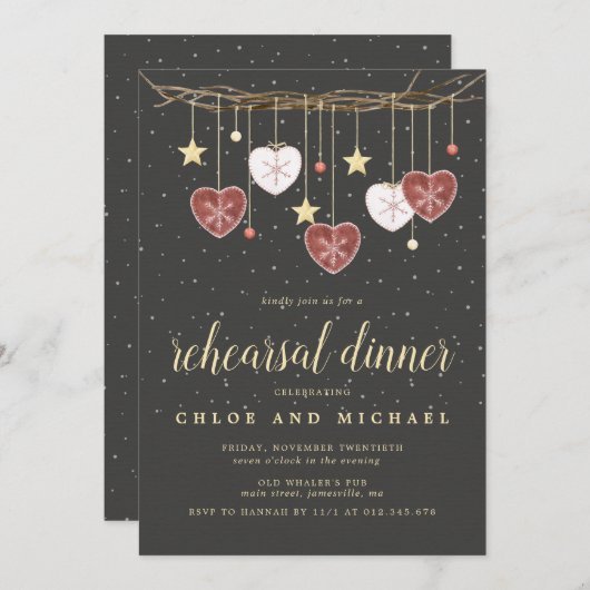 Rustikale Grapevine, Star and Heart Probe Dinner Einladung (Vorne/Hinten)