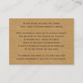 rustikale, grasbewachsene Elfenbein-Rose, die sich Begleitkarte (Rückseite)