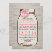 Rustikale Grasmauer-Krug-Rosa-Gerbera-Hochzeit Einladung (Vorne/Hinten)
