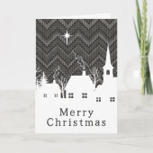 Rustikale graue Argyll-Strick-Weihnachtsdorf Karte (Vorderseite)