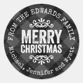 Rustikale graue Buffalo Karo Weihnachtsgeschenke T Runder Aufkleber (Vorderseite)