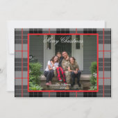 Rustikale graue Flanell-Kariert-Weihnachtsfotos  Feiertagskarte (Vorderseite)