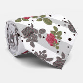 Rustikale, graue, gestreifte Blume rote Rosen Krawatte (Gerollt)